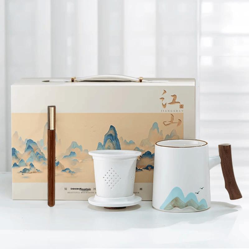 Pin Jian Chinese Style Office Ceramic Tea Set