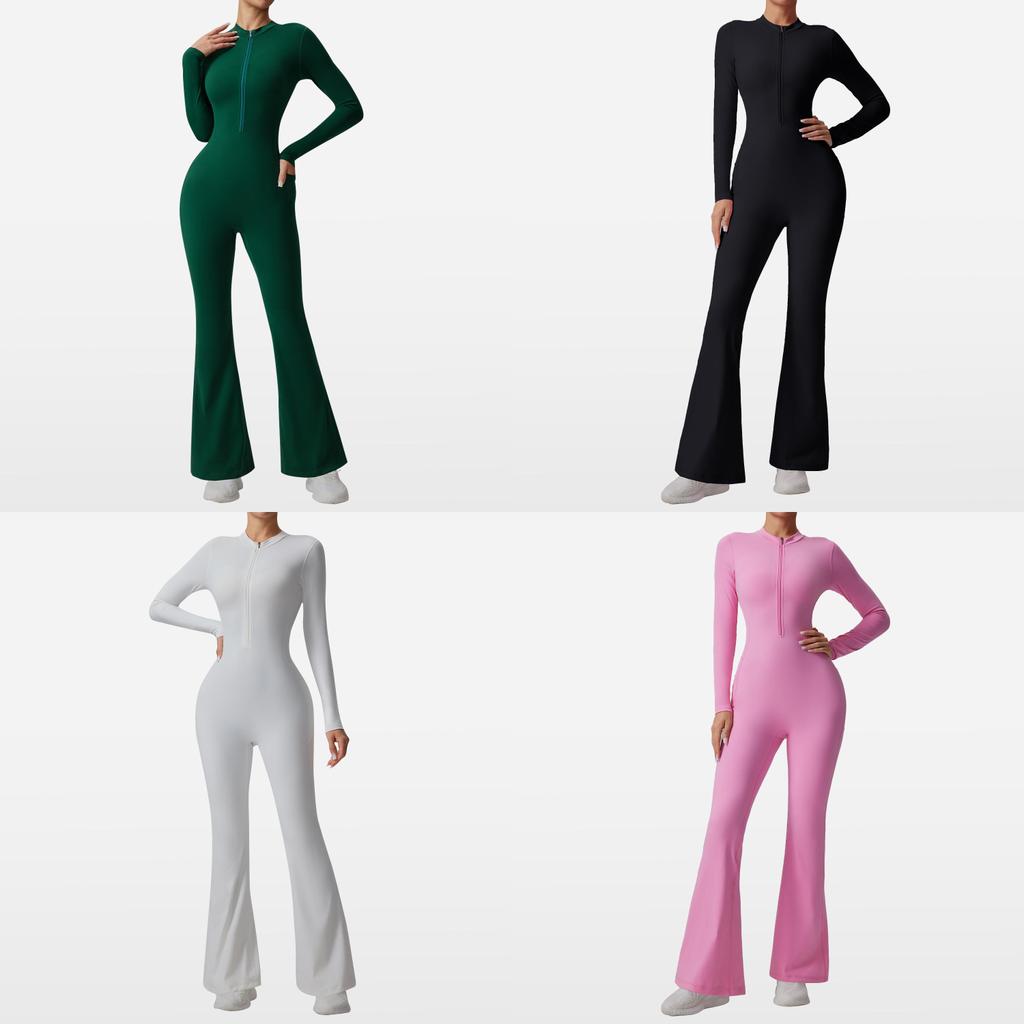 Yoga Jumpsuit With Moisturewicking Fabric Long Sleeve For Fitness And Workout
