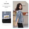 Trendy Women's Spliced Denim Jacket - Spring/Autumn 2025 Korean Loose Fit Short Hooded Style