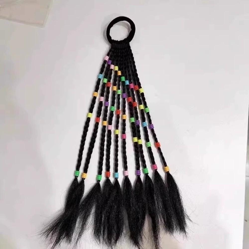 Cute Kids Braided Hair Rope Natural Girls Ponytail Headbands Children Wig Braids  Daily Use