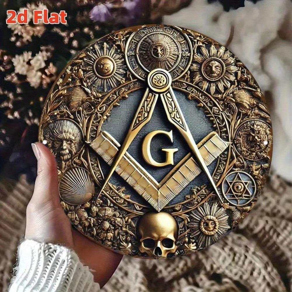 Masonic Metal Wall Art Freemason Symbol Sign Bar Garage Decor