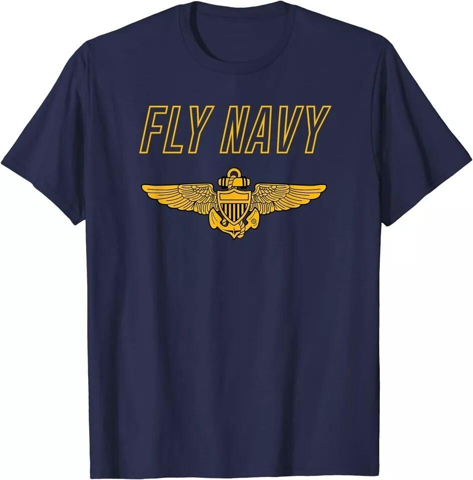 

Fly Navy Shirt Classic Naval Officer Pilot Wings Tee T-Shirt XL