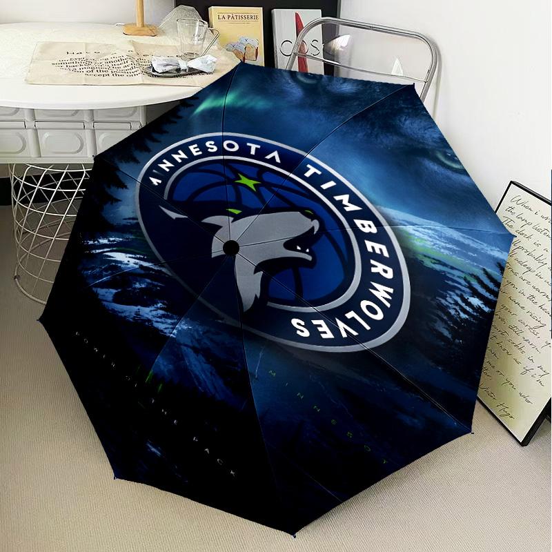 Timberwolves Logo Umbrella Folding Umbrella, Automatic Umbrella 8-Frame for Travel, Camping Use Gift for Halloween Christmas