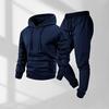 250g Men's Trendy Sports Hoodie & Sweatpants Set - Plain Color