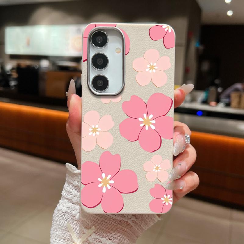 Fresh Style Cherry Blossom Pattern Case For Samsung Galaxy S26 Ultra S25 Edge S24 Plus S23 S22 S21 FE A54 A15 A35 A55 A16 A26 A36 A56 A17 A37 A57 5G