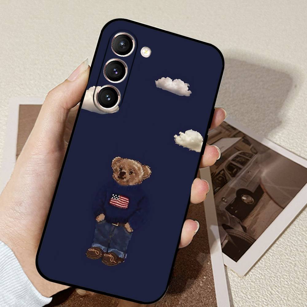 D-CartoonS Bear R-PoloS Phone Case Black Ultra-thin Shockproof Case For Samsung S24/S25/S22/S30/Note20/Lite/Ultra/5G/Plus/FE