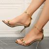 Fashion Sexy Stiletto Heel Gold Sandals Women Fashion Ankle Buckle Party Dress High Heels Shoes Woman Summer Open Toe Sandalias Mujer
