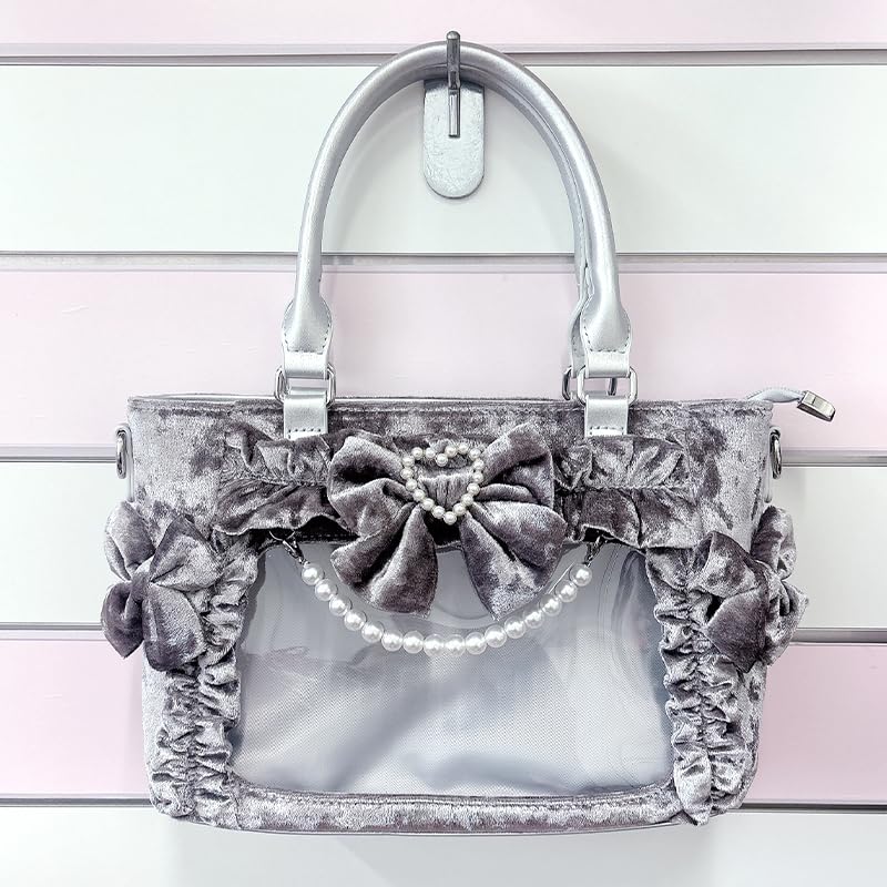 Pearl Ribbon Velvet Ita Gray [Best Wish] Bag, [Used]