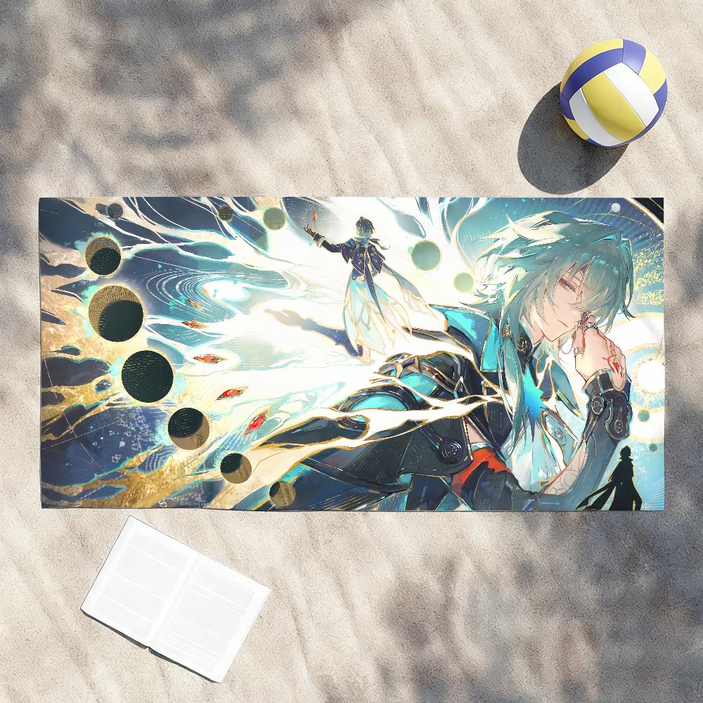 Anaxa Honkai Star Rail Towel Soft Lightweight Anti-Sand Large Beach Towel Quick-Drying Bath Sports Family