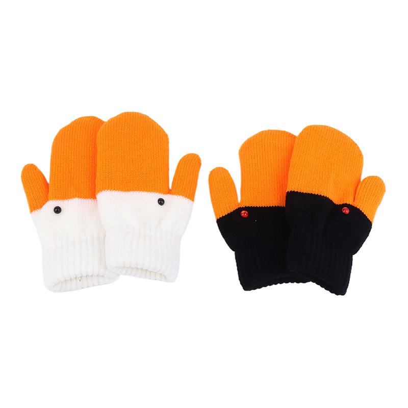 1Pair Cute Funny Goose Knitted Gloves For Women Winter Fleece-Lined Thickened Double-Layer Warm Coldproof Gloves
