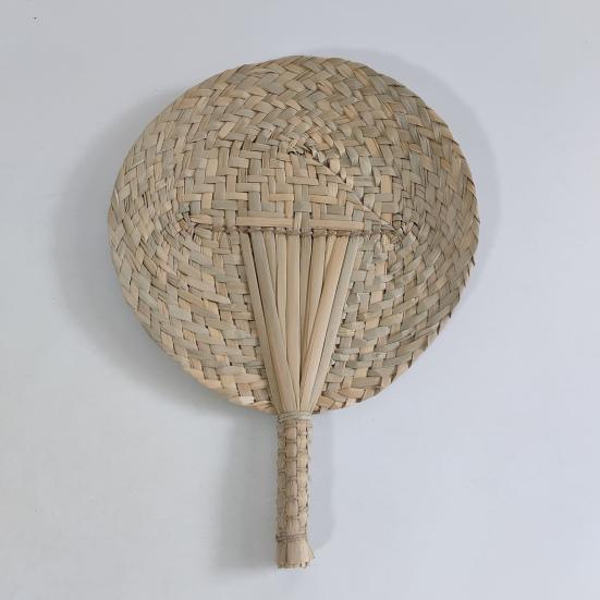 Handmade Weaving Fan Natural Bamboo Raffia Hand Fan Chinese Style Woven Palm Leaf Handheld Fan Summer Cooling Fan Wedding Party Decoration