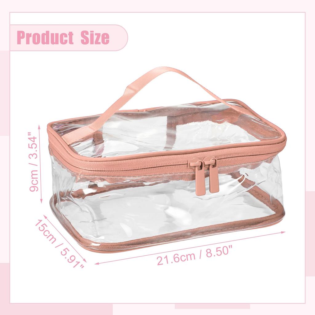VOCOSTE Clear Makeup for Available in Black and Cherry Blossom Bag, Waterproof, Transparent, Travel, 2-Pack,
