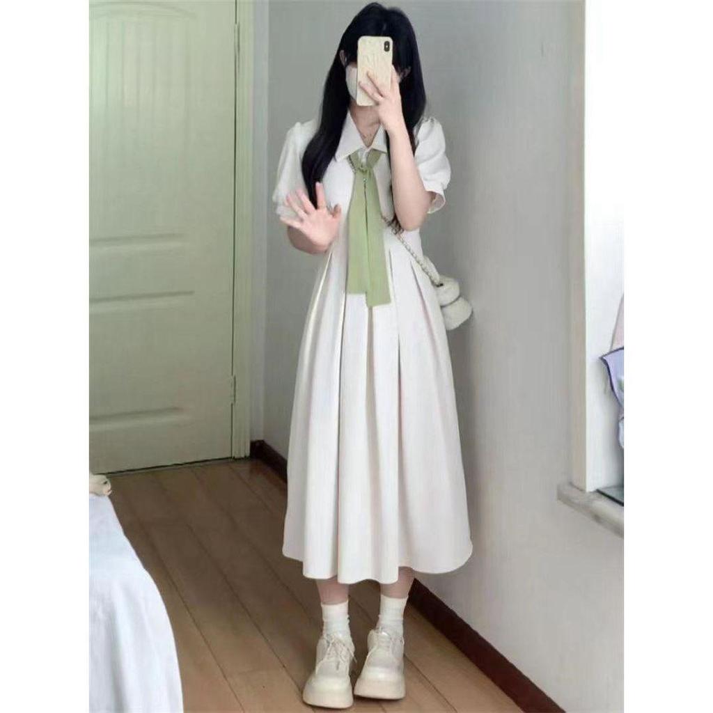 Summer French Bellflower Retro Midi Dress - Waist-Slimming Korean Style for Women & Students