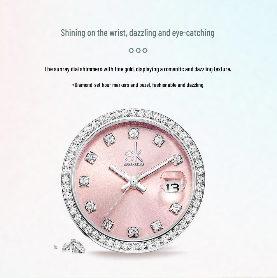 Elegant Women's Waterproof Zircon Quartz Watch - Luxury Style for Students