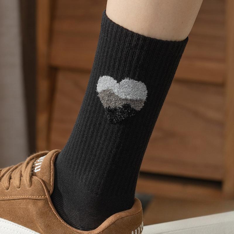 100% Cotton Socks, Women's Mid-calf Socks, Pure Cotton Pile Socks, All-cotton Boneless Socks for Autumn and Winter