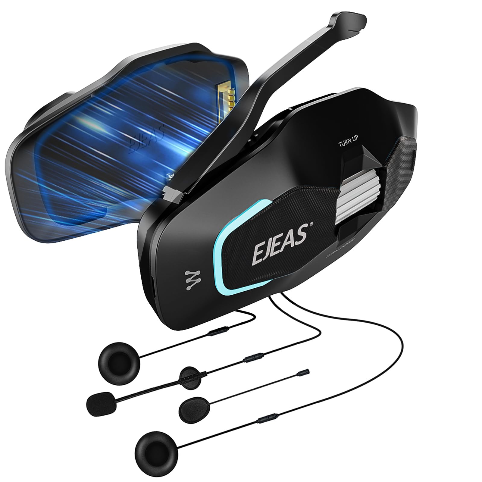 

Мотоциклетная гарнитура EJEAS X10 для поддерживает музыку и одновременную Mesh улучшенную связь на 3000 м Второе поколение Звук HIFI Множественный шум Японский голос чёрный