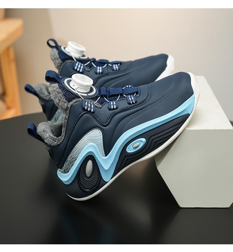 Chaussures de Basketball d'Hiver 2025 pour Garçons en Coton - Doublure en Velours, Antidérapantes, Résistantes à l'Usure, Chaudes, Chaussures de Sport pour Grands Enfants