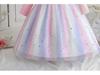 Mädchen Einhorn Regenbogen Prinzessinnenkleid: Langärmeliges Pailletten-Mesh-Kleid für Frühlings- und Herbstgeburtstage