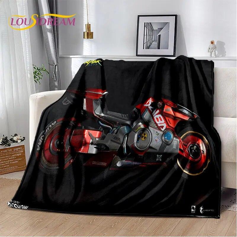 3D Cyberpunk Concept Motorcycle Cartoon Soft Plush Blanket,Flannel Blanket Throw Blanket for Living Room Bedroom Bed Sofa Picnic