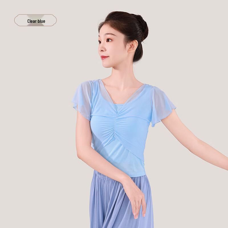 OEING Women's Short Sleeve Mesh Modern Dance Top