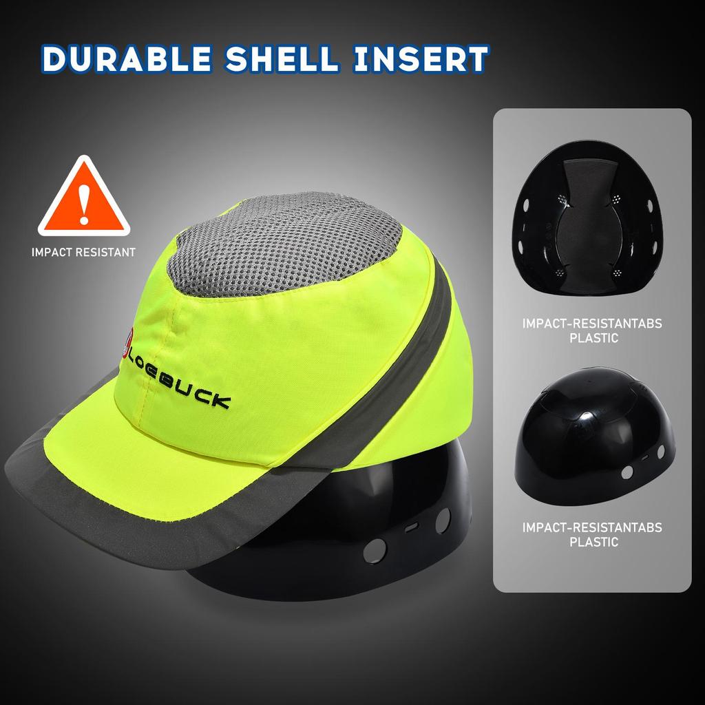 LOEBUCK Cască de siguranță pentru baseball Cască de protecție cu strat dublu de spumă cu carcasă ABS Cască de protecție pentru cap Vizibilitate ridicată reflectorizantă cască de lucru