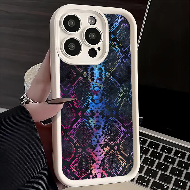 Phone Case for iPhone 17 Air 16E 15 16 Pro Max Fashion Snake Skin Pattern Cover 14 Plus 13 12 Mini Soft Shell Silicone Fundas