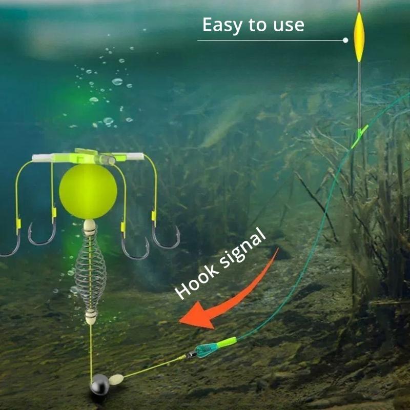 4Pcs AntiBottom Small Exploding Hook Fishing Baits Cage Four Hook AntiWinding Fishing Spring Baits Cage Easy to Use