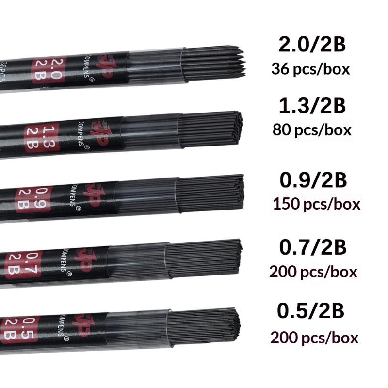 New New 1box Large Capacity Round Tube Packaging Mechanical Pencil Lead 2B 0.5 0.7 0.9 1.3 2.0mm Lead Drawing Writing Stationery