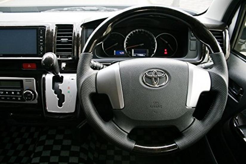 Gun Grip Steering Wheel and Shift Knob Set for Toyota Ace and 7th Prime Mahogany Wood TRISTAR'S Hiace/Regius (200 Series, 4th, 5th, 6th, Generation)