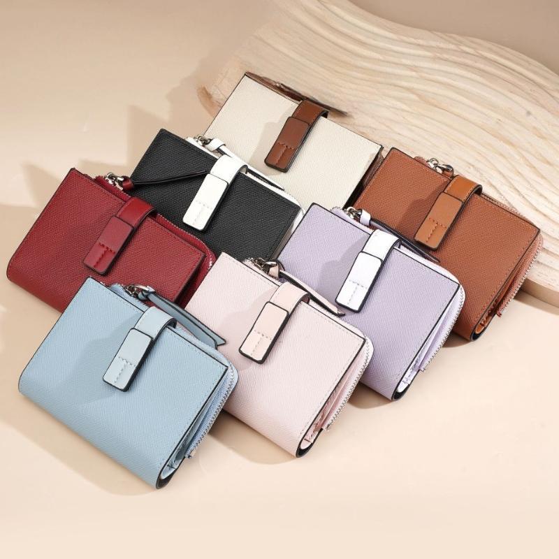 Leather Bifold Women Short Wallet Wallet Zipper Coin Purse Multi Card Holder Small Clutch Wallet Multi Card Holder Gift For Men