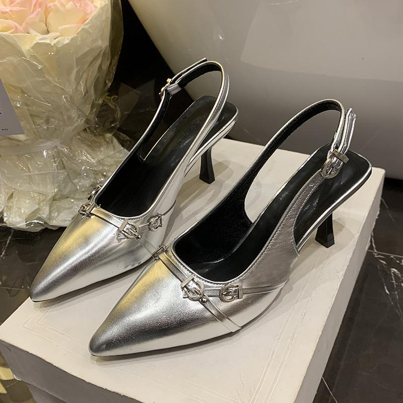 Fashion 2025 Summer New Fashion Women's Sandals Pointed Toe High Heels Sandals Bow Comfortable Patent Leather Women's Shoes Sandalias