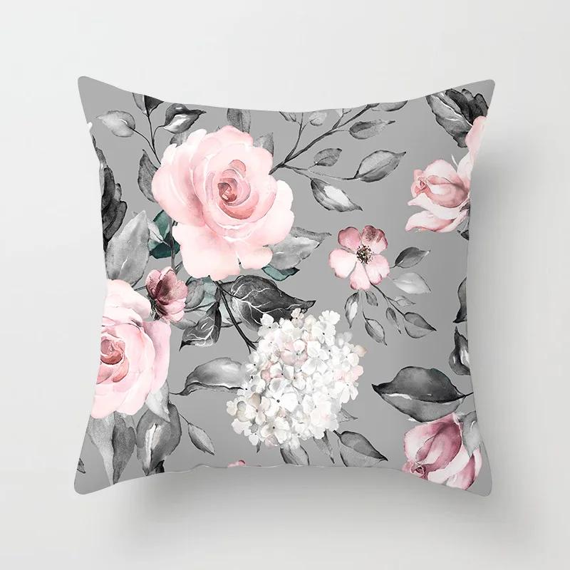 Flower Printed Square Pillow Cushion Cover, Car Sofa, Office Chair Pillowcase, Minimalist Home Decoration