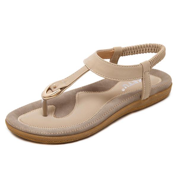 Stilvolle Socofy Damen Elastische Zehensteg-Flachsandalen für den Strand mit Hochwertigem Silikon