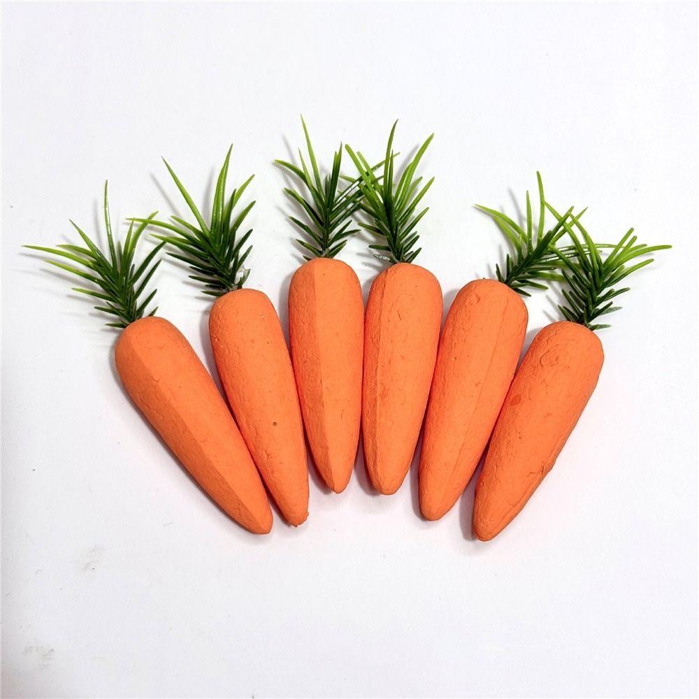 Lifelike Fake Carrots Glitter Easter Ornaments 6Pcs Kitchen Photography Props