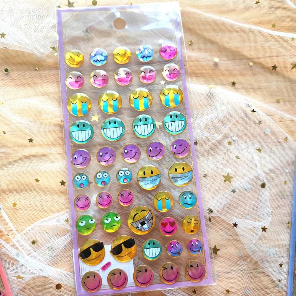 4-Piece Cute Cartoon Smiley Round Stickers - Kindergarten Kids' Face Reward Stickers for Hand Accounts, Diaries & Notebook Decor