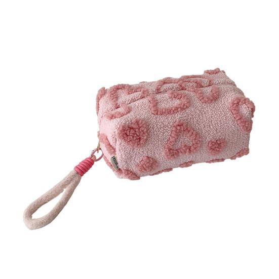 

Плюшева косметичка-серце 3D пухнасті сердечка Сумка для макіяжу Солодкий пухнастий органайзер для косметики Сумка для туалетного приладдя для жінок дівчат рожевий