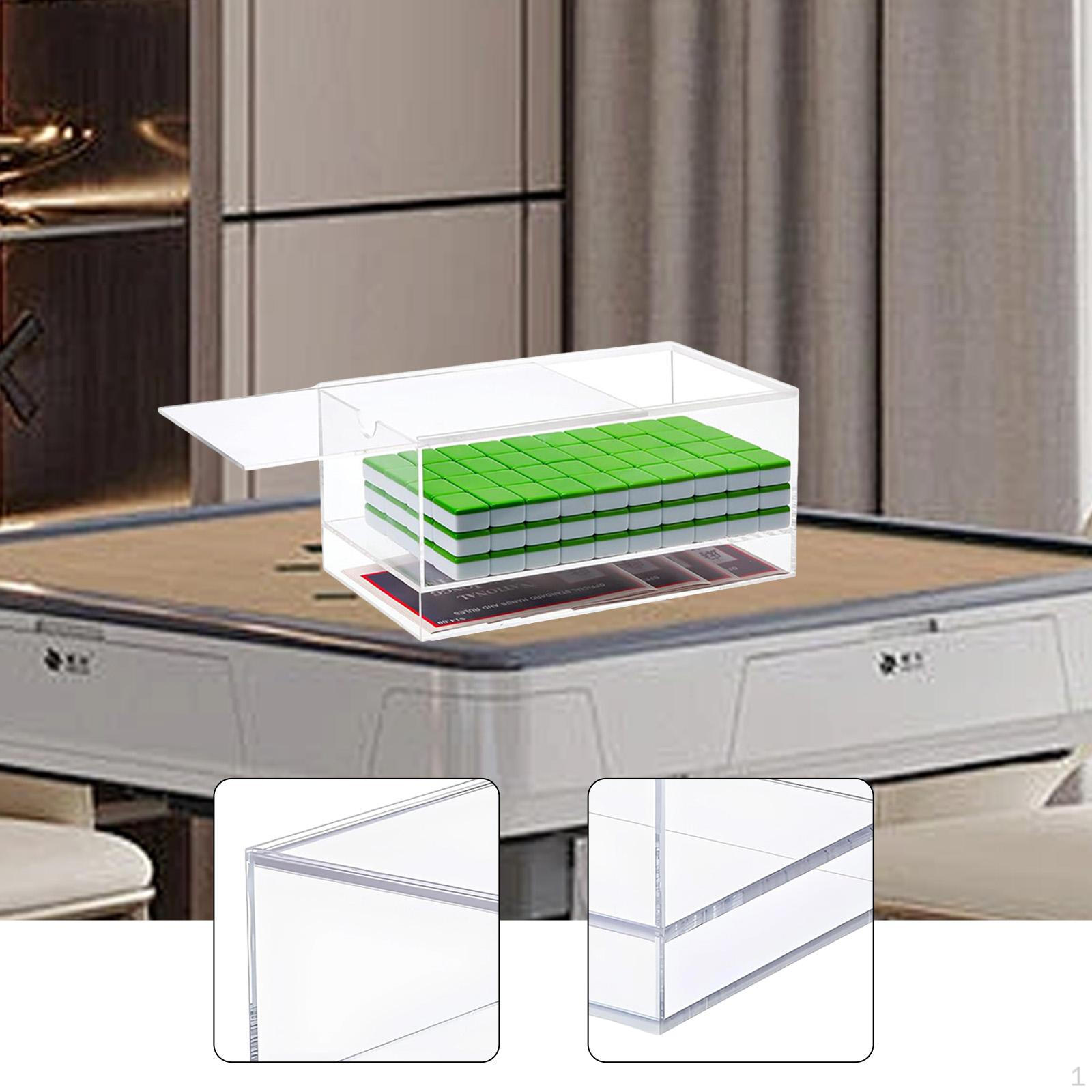 

Mahjong Case Container Multifunctional Clear with Compartment Storage Box Display for
