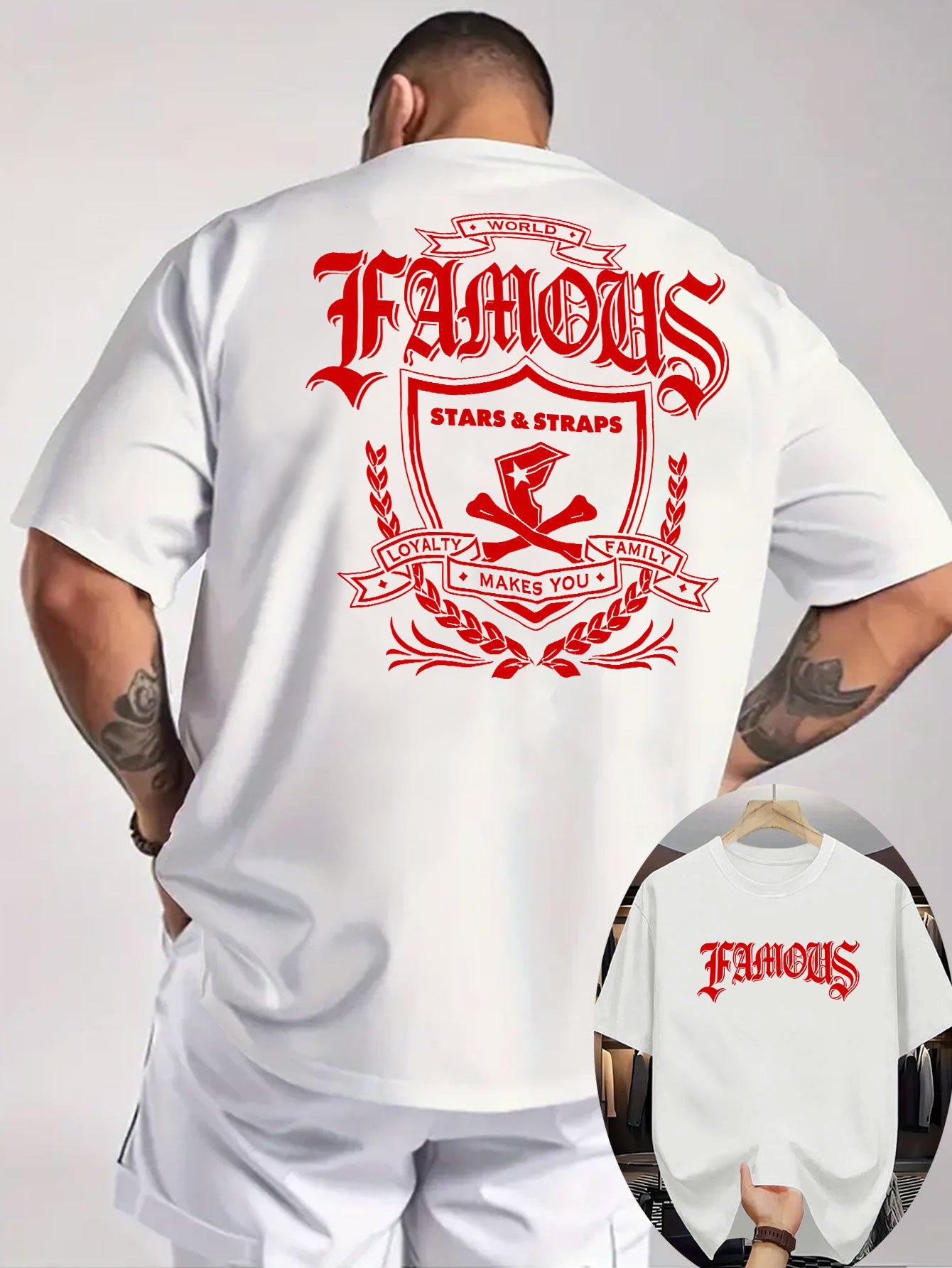 

Summer New Men s Casual Loose T-shirts with Famous Stars Straps Print Breathable Round Neck Lightweight Stretchy Clothes M