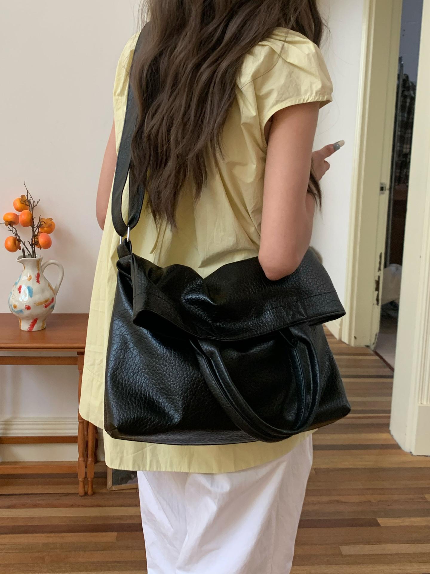 

Fashi Lage Capacity Women s Tote Bag Simple Solid Female Crossbody Shoulder Bag PU Leather Designer Luxury Handbags 41X11X35CM