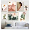 Liście obraz ścienny na płótnie skandynawskie plakaty i druki zdjęcia ścienny do wystroju salonu abstrakcyjna dziewczyna w stylu vintage roślina doniczkowa