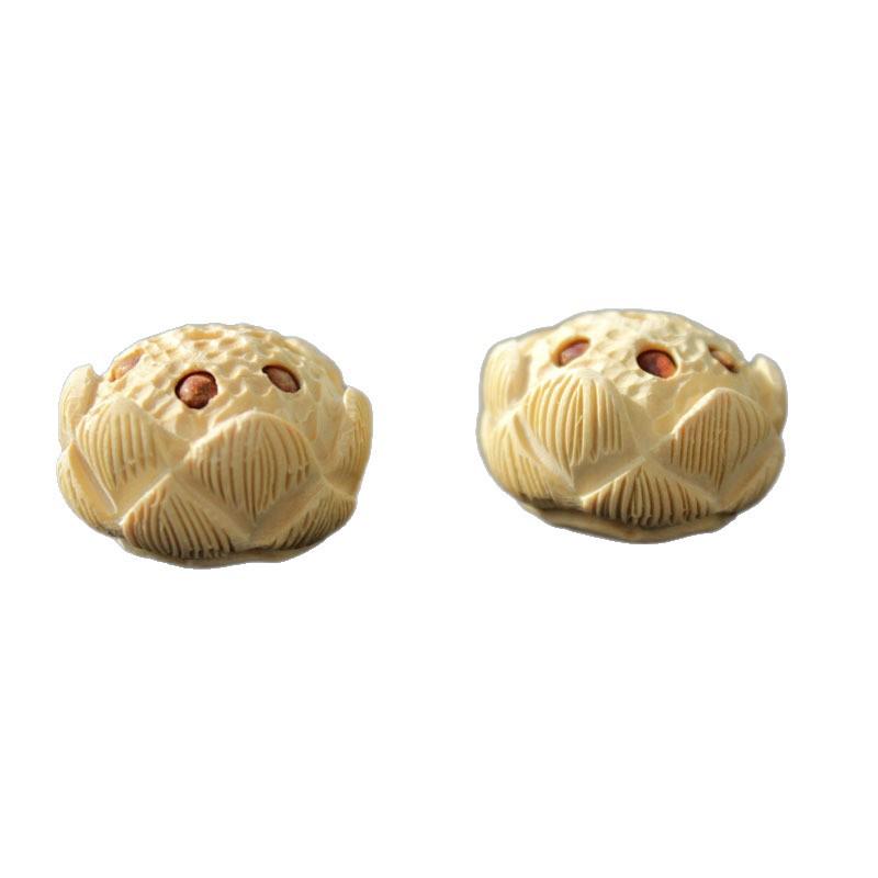 Boxwood Lotus Hand-Carved 2-Layer Seed Jewelry DIY Craft Accessories