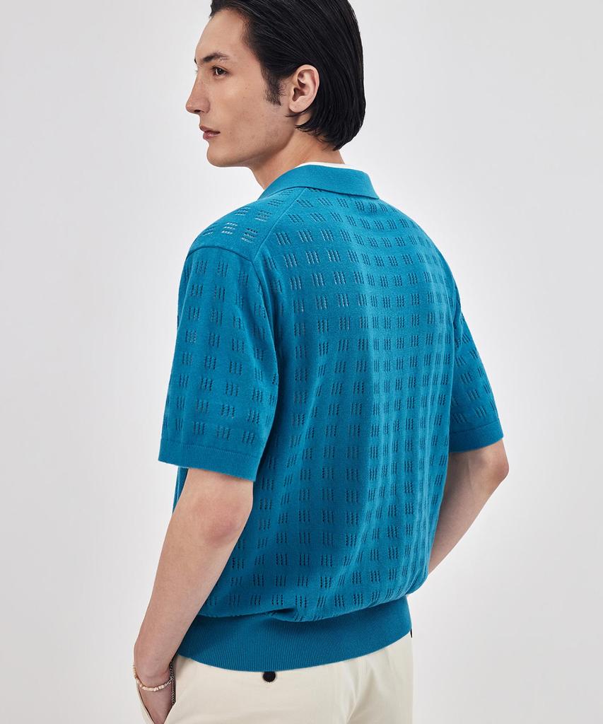 THEKNITCOMPANY Orea Scali Polo Shirt - Peacock Blue