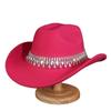 Rhinestone felt western cowboy hat new warm autumn and winter hat women's large brim men's British top hat