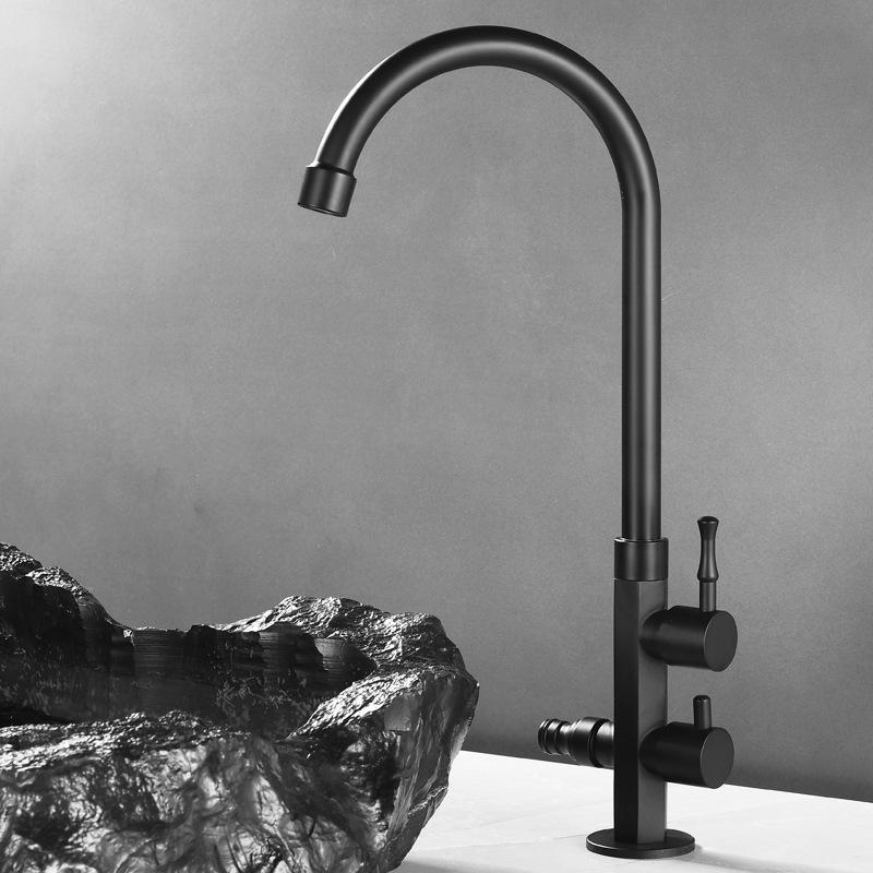 Antique single cold water Kitchen faucet European outdoor mop pool balcony faucet outdoor pool garden Black faucet