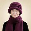 Middle-aged and elderly warm wool hat women's fashion versatile mother basin hat fleece ear protection hat winter cold-proof knitted hat