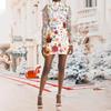 European and American 3D Floral Mesh Lace Embroidery Slimming Dress 2025