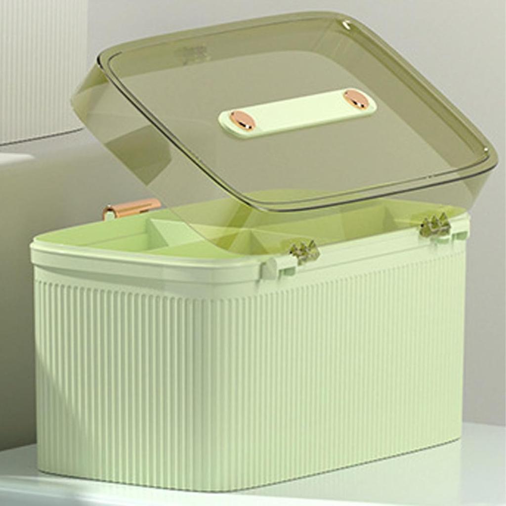 Zerodis Household Box,Portable Transparent Plastic Double Layer Medical Container First Aid Case Medical Case Family Box Organizer with Security Lock