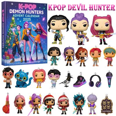 24pcs Kpop Demon Hunters Blind Box Christmas Tree Ornament Kpop Style Advent Cute Gothic Holiday Decor Fans Gifts