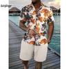 Men Shirt Sets 3d Printed Retro Floral Short Sleeve Casual Oversized Beach Shorts Summer Streetwear Hawaiian Suits Clothing