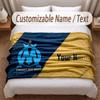 Olympique Marseille FC Printed Flannel Blanket Custom Name Text Soft Warm Throw For Bedroom Holiday Gift